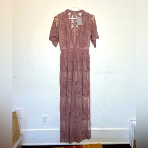 Lilac Lace Short Sleeve Dress SMALL